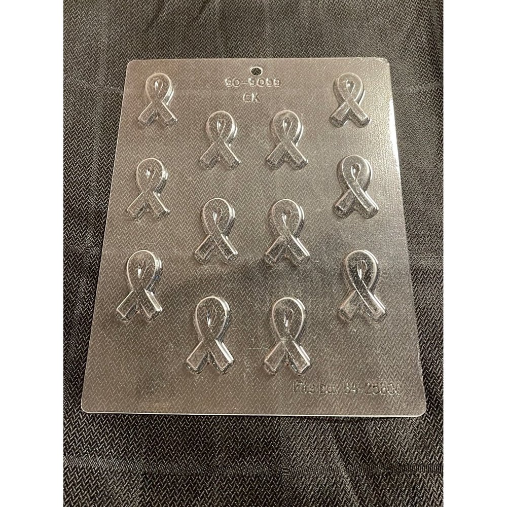 1" x 1 3/4" x 1/8" Awareness Cancer Ribbon Chocolate Plaster Soap fondant Mold